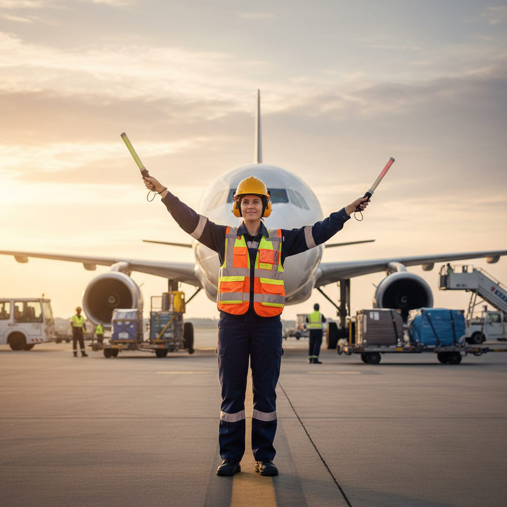 Agent de piste aéroportuaire (Marshaller) / Agente de piste aéroportuaire