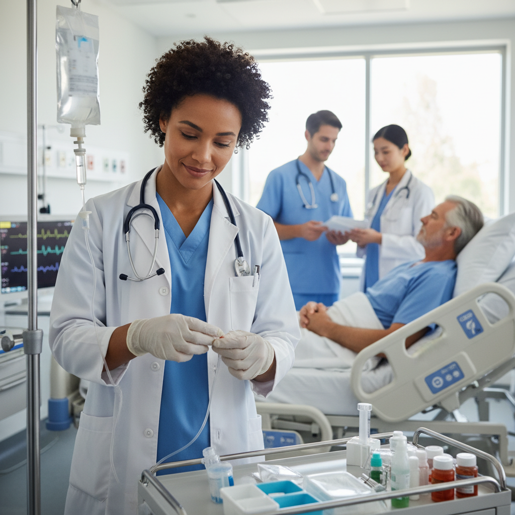 Infirmier/Infirmière en soins généraux - Profession médicale en Belgique Infirmier/Infirmière prodiguant des soins infirmiers à un patient - Formation en soins infirmiers Belgique