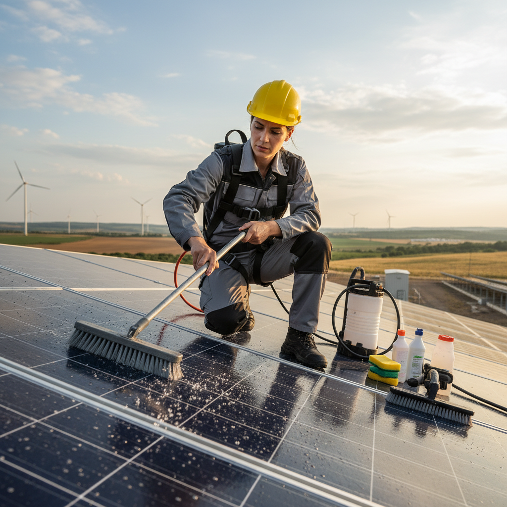 Nettoyeur/Nettoyeuse d'installations solaires photovoltaïques