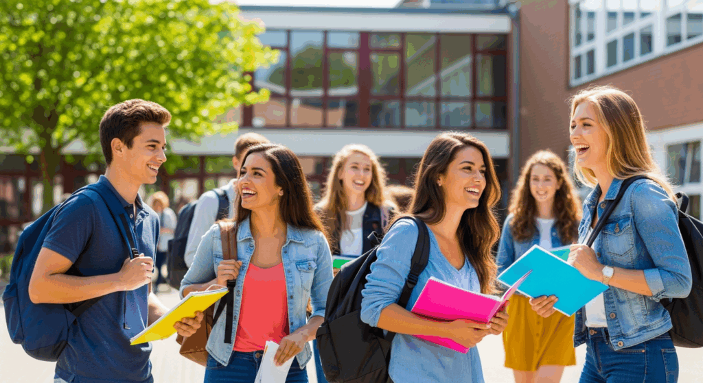 Groupe de rhétos sur le point de passer son CESS en Belgique