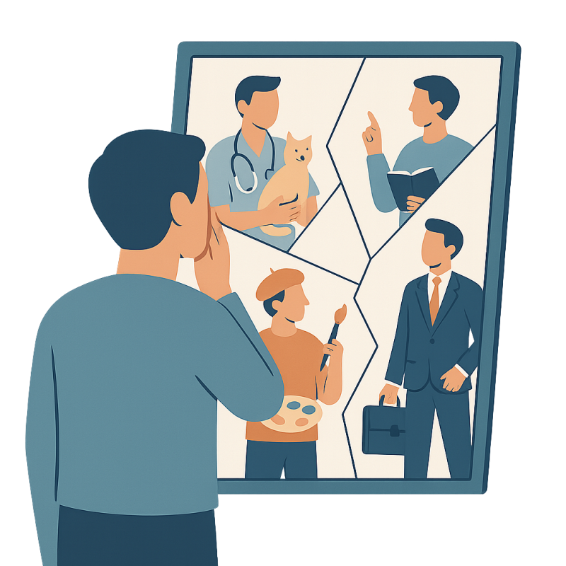 Personnage en reconversion professionnelle